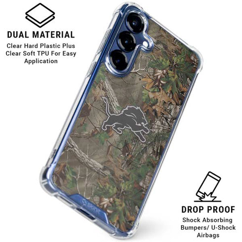 NFL Detroit Lions Realtree Xtra Green Camo Galaxy S25 Clear Case